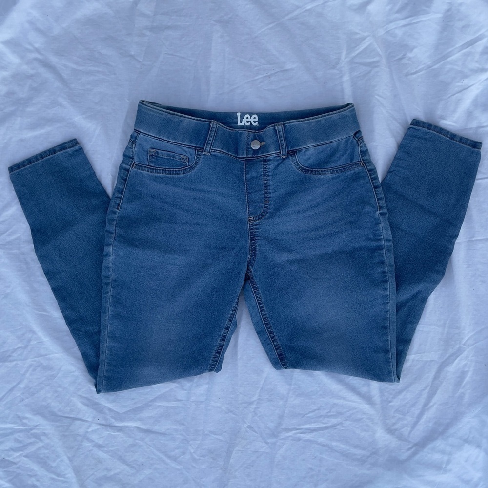 Lee Pull on skinny denim jeans jeggings medium wash size medium